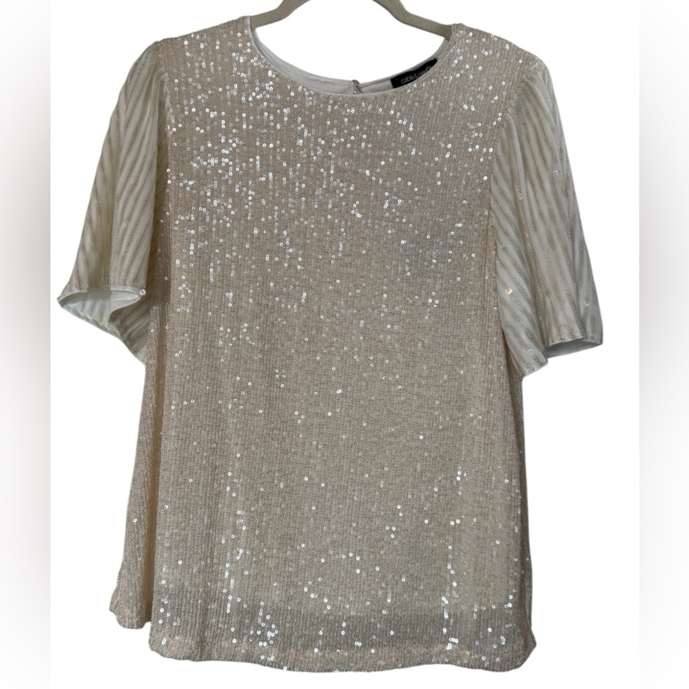 Cable & Gauge Cream Sequin Blouse